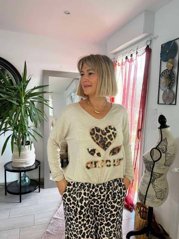 Pull Amour Beige 